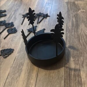 Black Candle Holder with multiple Accents Set by Gold Canyon